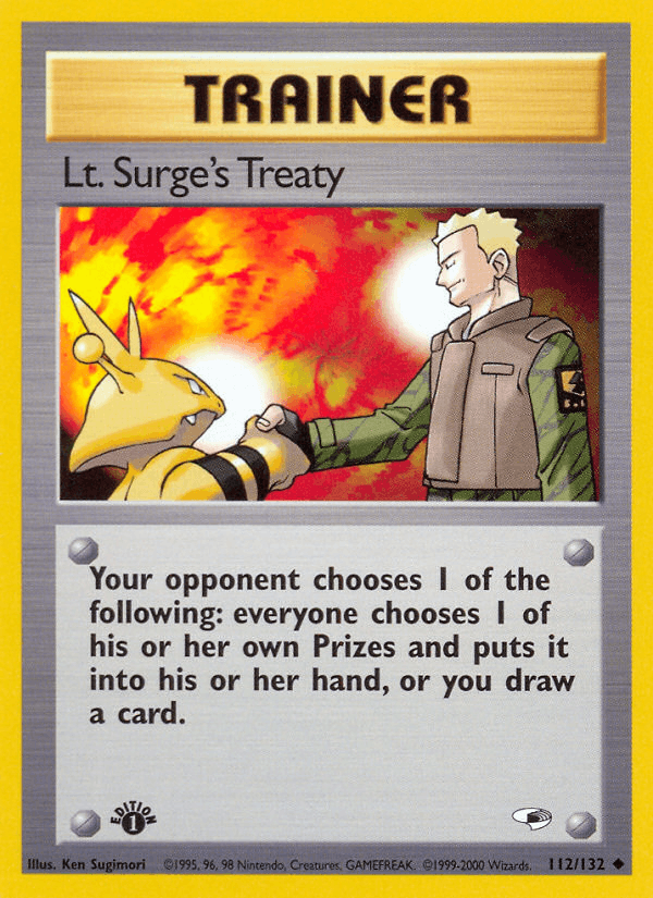 Lt. Surge's Treaty 112/132 — Pokémon Gym Heroes card