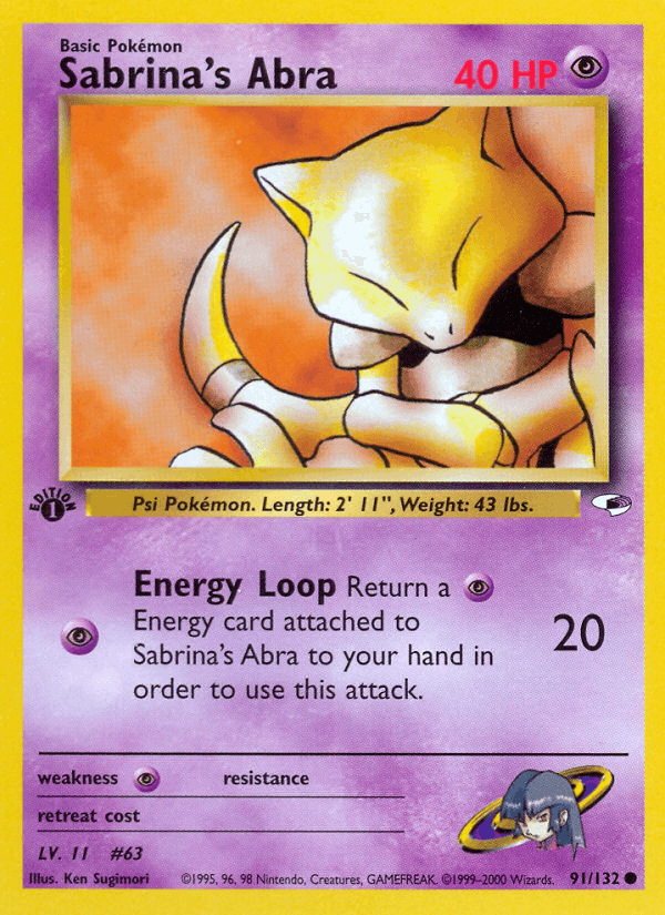 Sabrina's Abra 91/132 — Pokémon Gym Heroes card