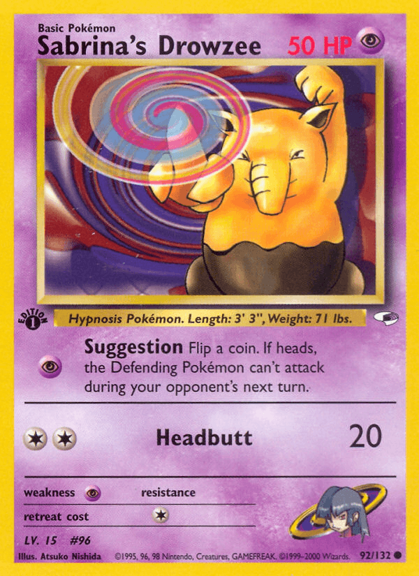 Sabrina's Drowzee 92/132 — Pokémon Gym Heroes card