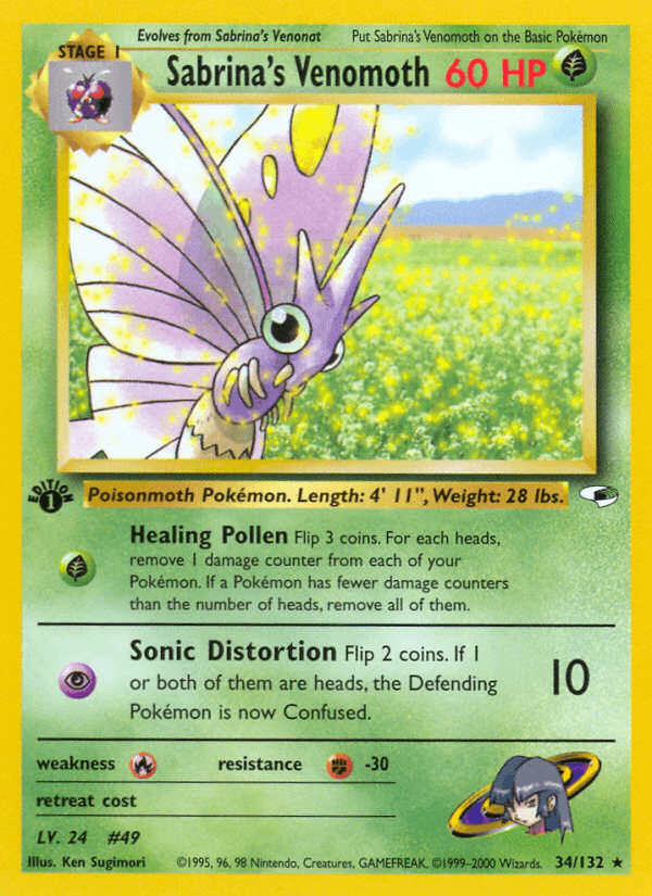 Sabrina's Venomoth 34/132 — Pokémon Gym Heroes card
