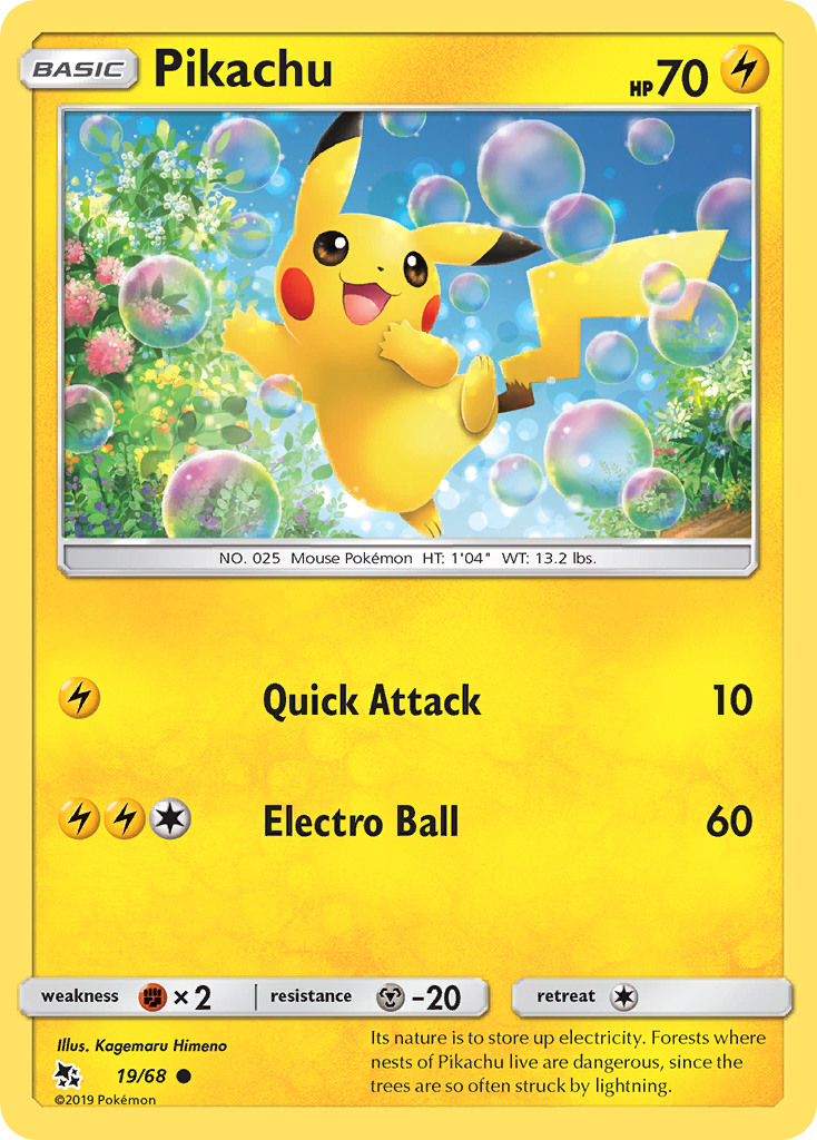 Pikachu 19/68 English Pokémon card from Hidden Fates (2019)