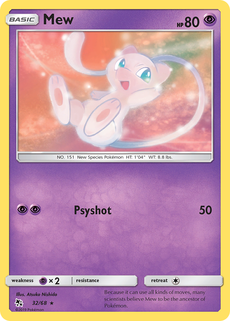 Mew 32/68 English Pokémon card from Hidden Fates (2019)