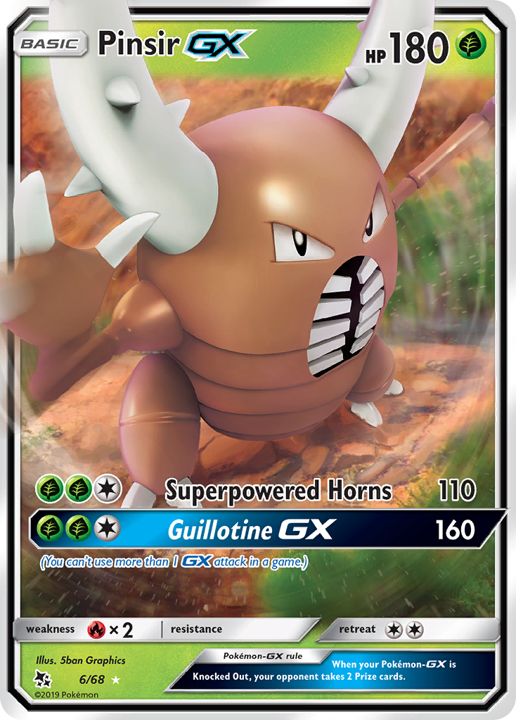 Pinsir-GX 6/68 English Pokémon card from Hidden Fates (2019)