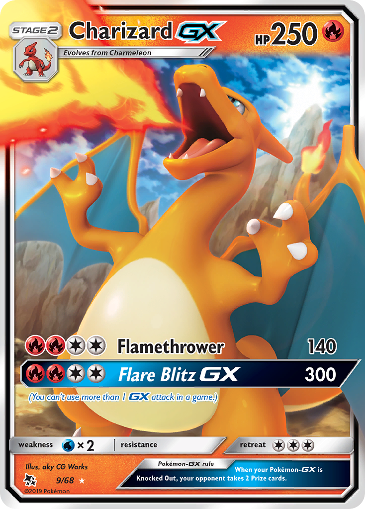 Charizard-GX 9/68 English Pokémon card from Hidden Fates (2019)