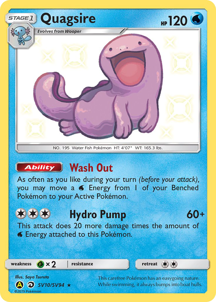 Quagsire SV10/SV94 English Pokémon card from Hidden Fates Shiny Vault (2019)