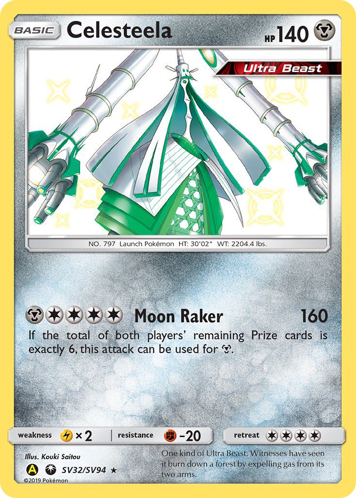 Celesteela SV32/SV94 English Pokémon card from Hidden Fates Shiny Vault (2019)