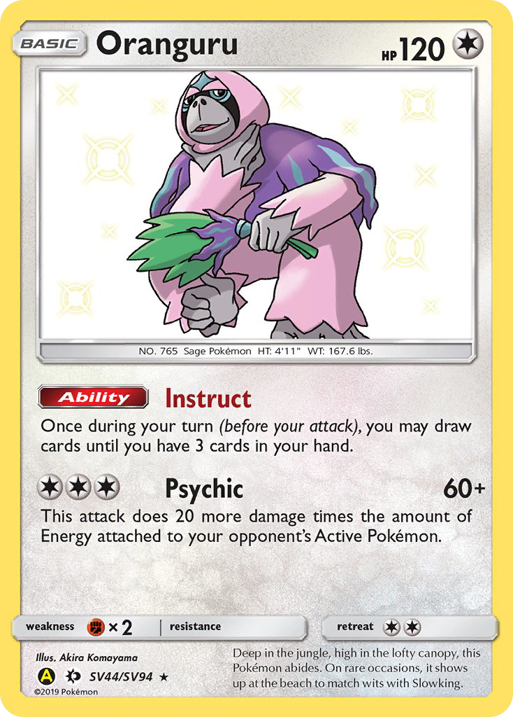 Oranguru SV44/SV94 English Pokémon card from Hidden Fates Shiny Vault (2019)