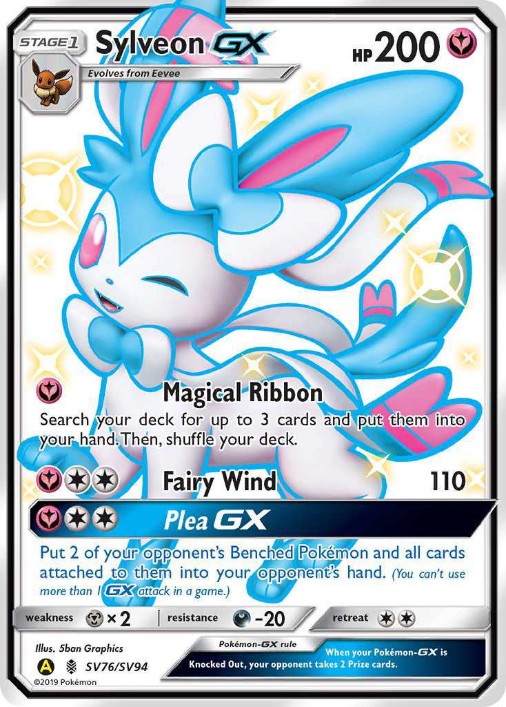 Sylveon-GX SV76/SV94 English Pokémon card from Hidden Fates Shiny Vault (2019)