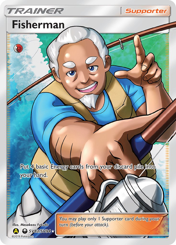 Fisherman SV83/SV94 English Pokémon card from Hidden Fates Shiny Vault (2019)