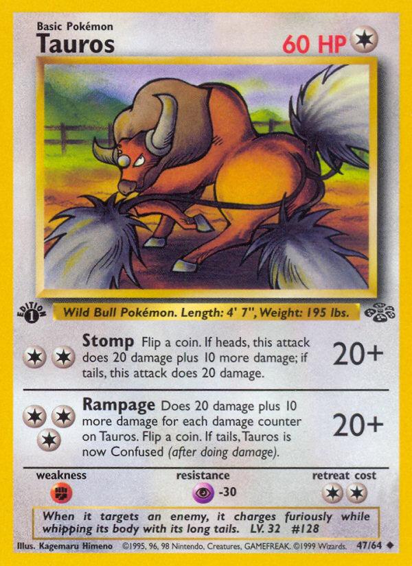 Tauros 47/64 Pokémon Jungle card