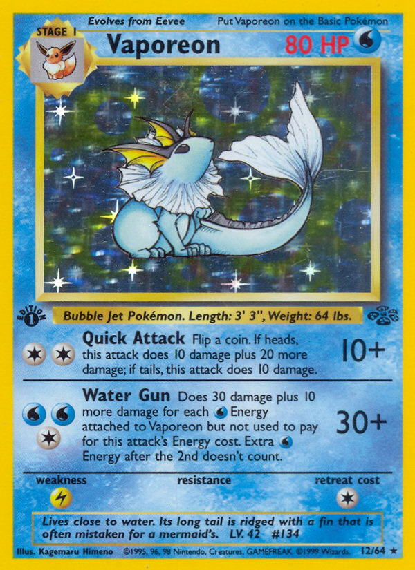 Vaporeon 12/64 Pokémon Jungle card