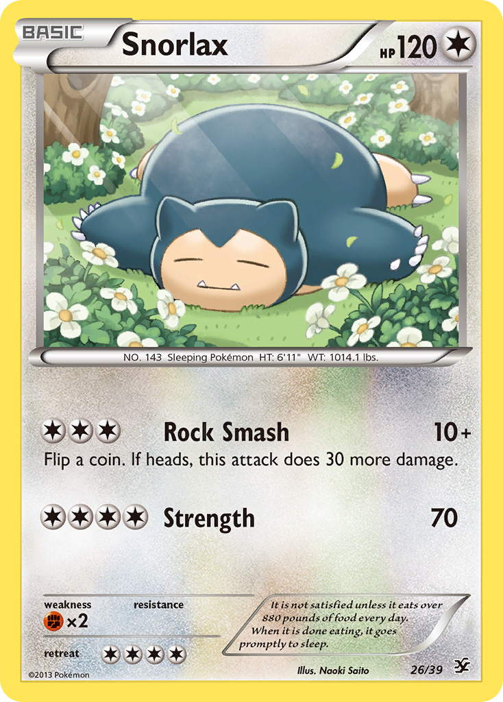 Snorlax 26/39 English Pokémon card from Kalos Starter Set (2013)