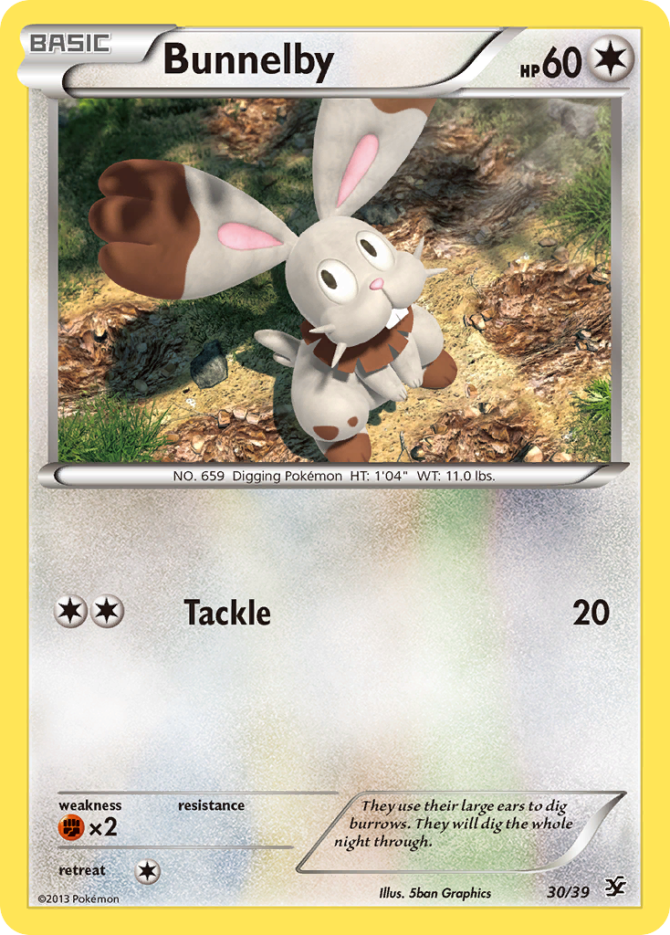 Bunnelby 30/39 English Pokémon card from Kalos Starter Set (2013)