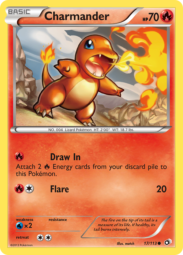 Charmander 17/113 Pokémon card from Legendary Treasures (2013), English Common