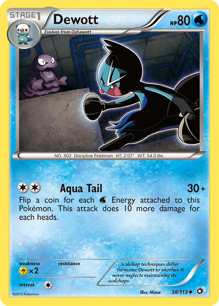 Dewott 38/113 Pokémon card from Legendary Treasures (2013), English Uncommon