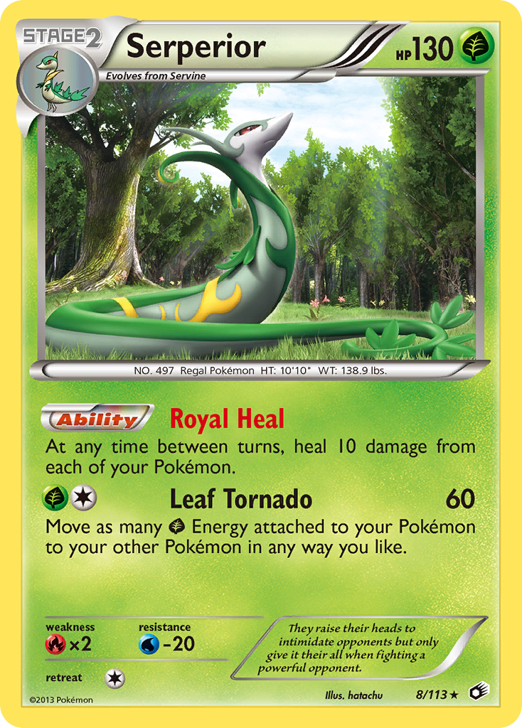 Serperior 8/113 Pokémon card from Legendary Treasures (2013), English Rare Holo