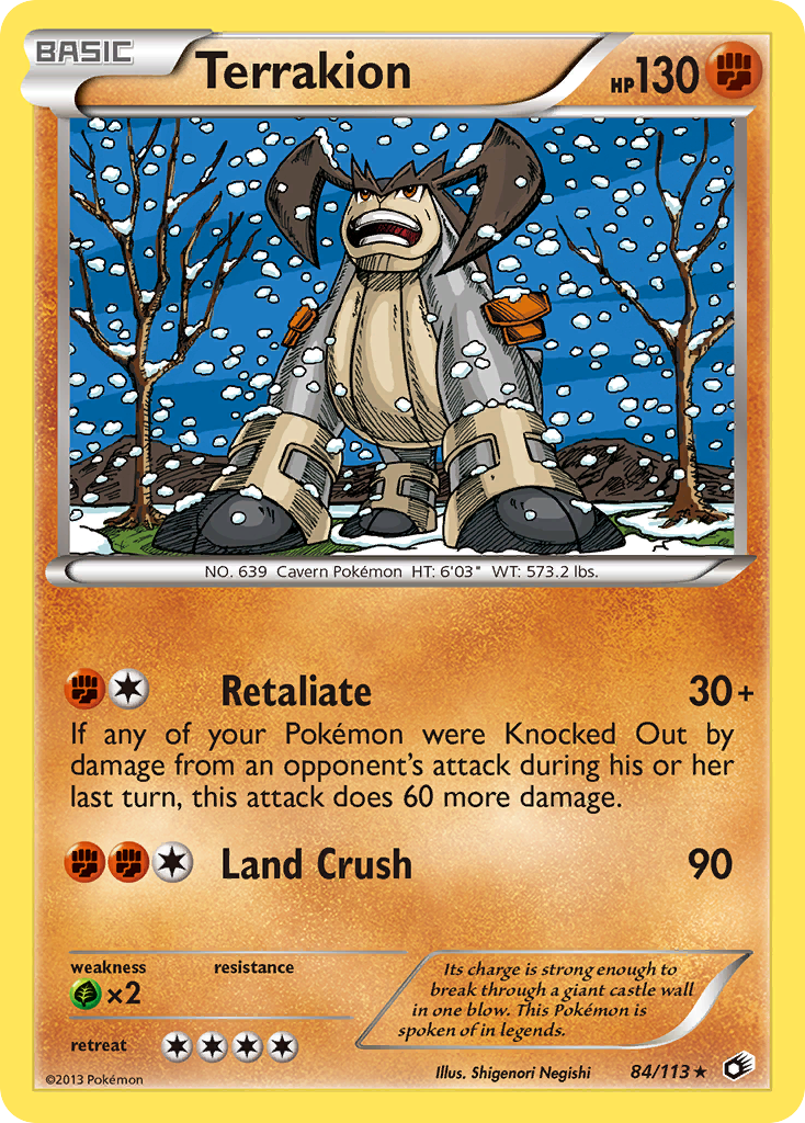 Terrakion 84/113 Pokémon card from Legendary Treasures (2013), English Rare Holo