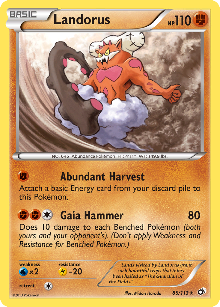 Landorus 85/113 Pokémon card from Legendary Treasures (2013), English Rare Holo