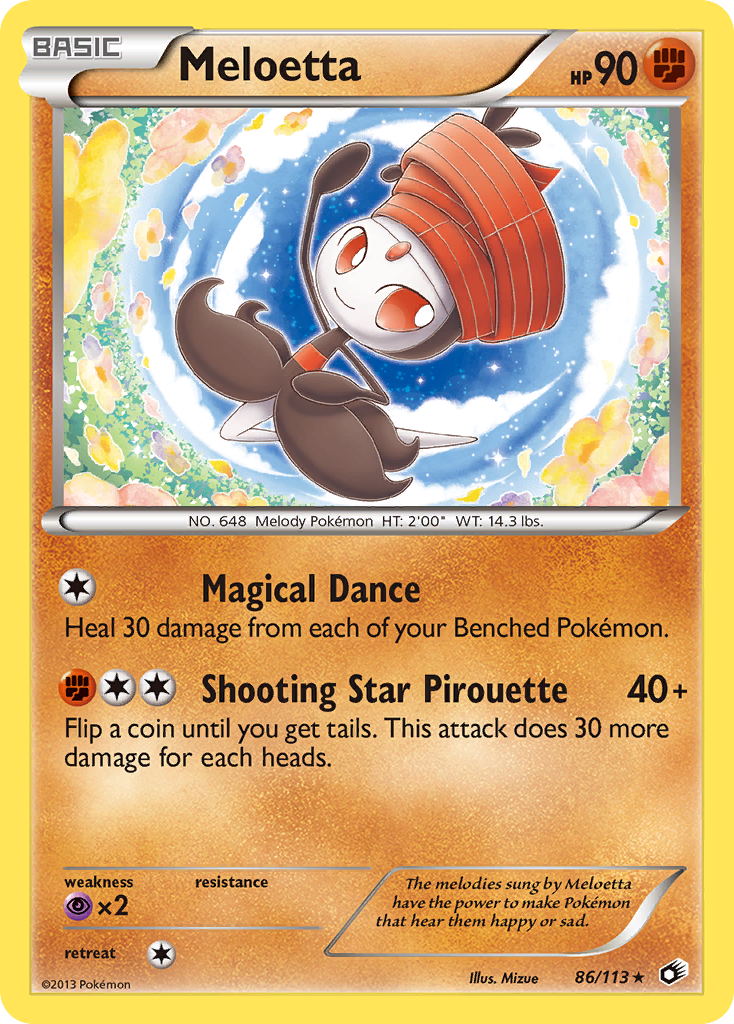 Meloetta 86/113 Pokémon card from Legendary Treasures (2013), English Rare