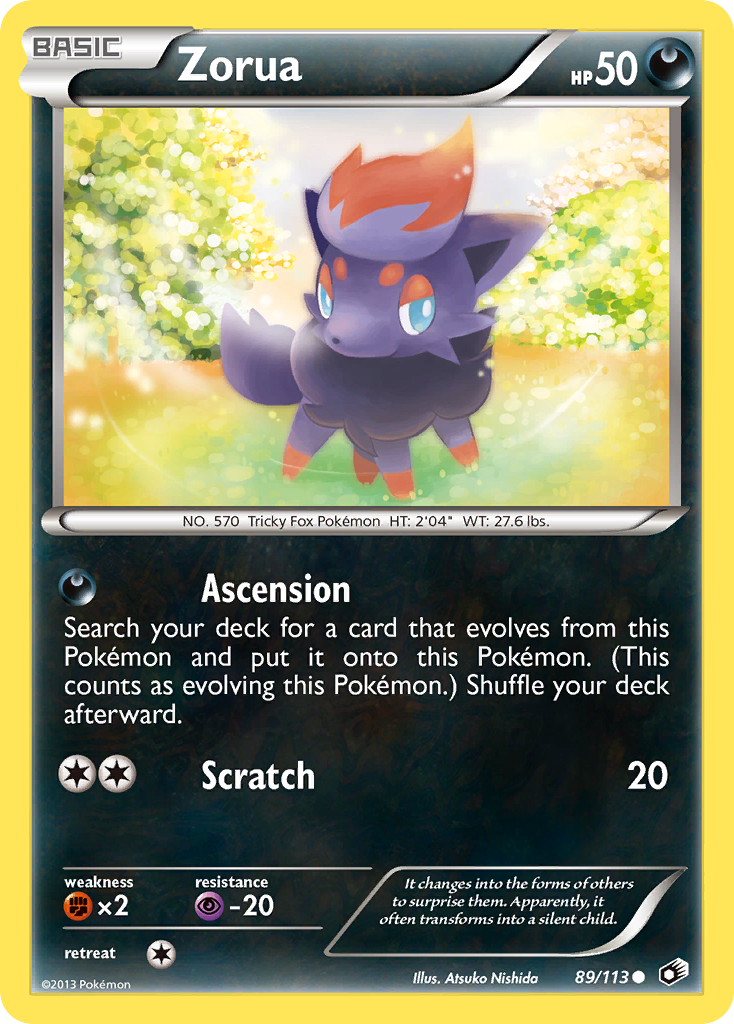 Zorua 89/113 Pokémon card from Legendary Treasures (2013), English Common