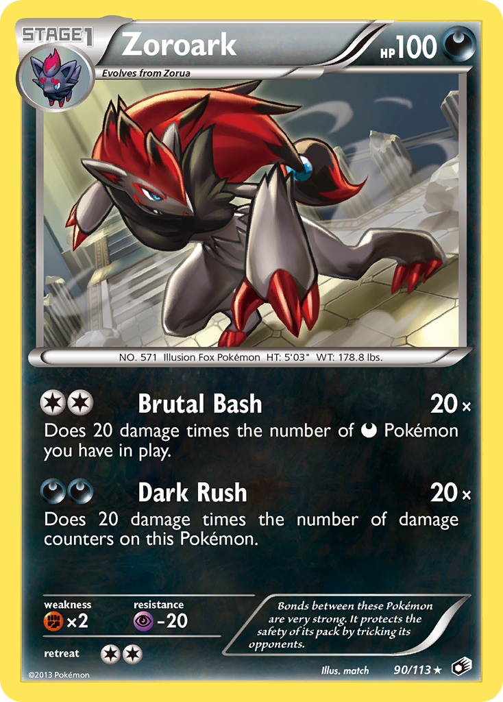 Zoroark 90/113 Pokémon card from Legendary Treasures (2013), English Rare Holo