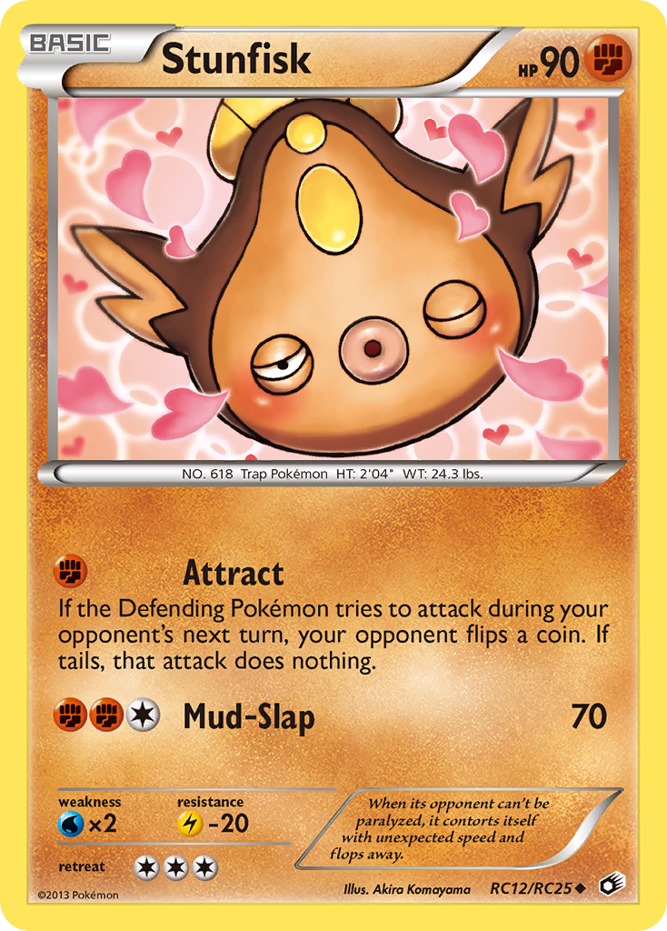 Stunfisk RC12/RC25 Pokémon card from Legendary Treasures (2013), Radiant Collection, English Uncommon