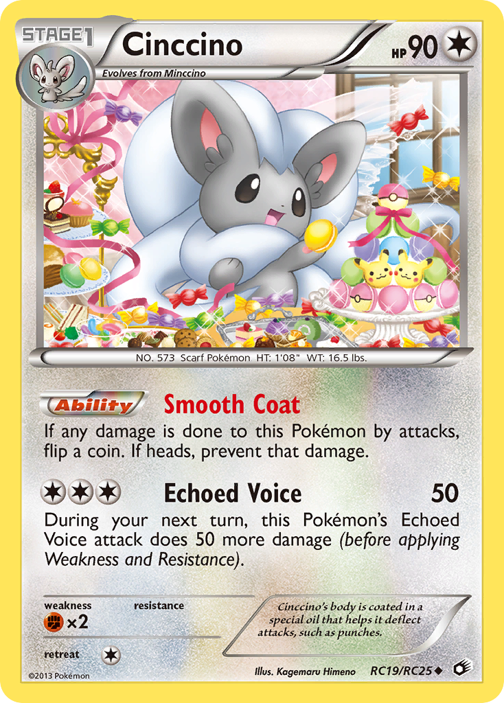 Cinccino RC19/RC25 Pokémon card from Legendary Treasures (2013), Radiant Collection, English Uncommon