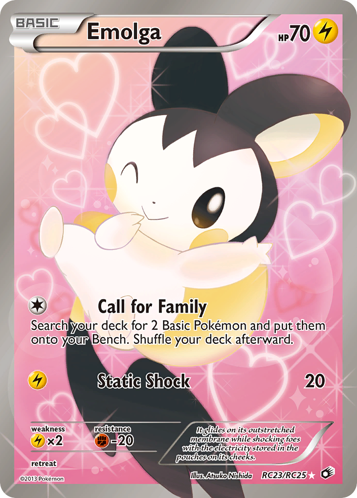 Emolga RC23/RC25 Pokémon card from Legendary Treasures (2013), Radiant Collection, English Rare Ultra