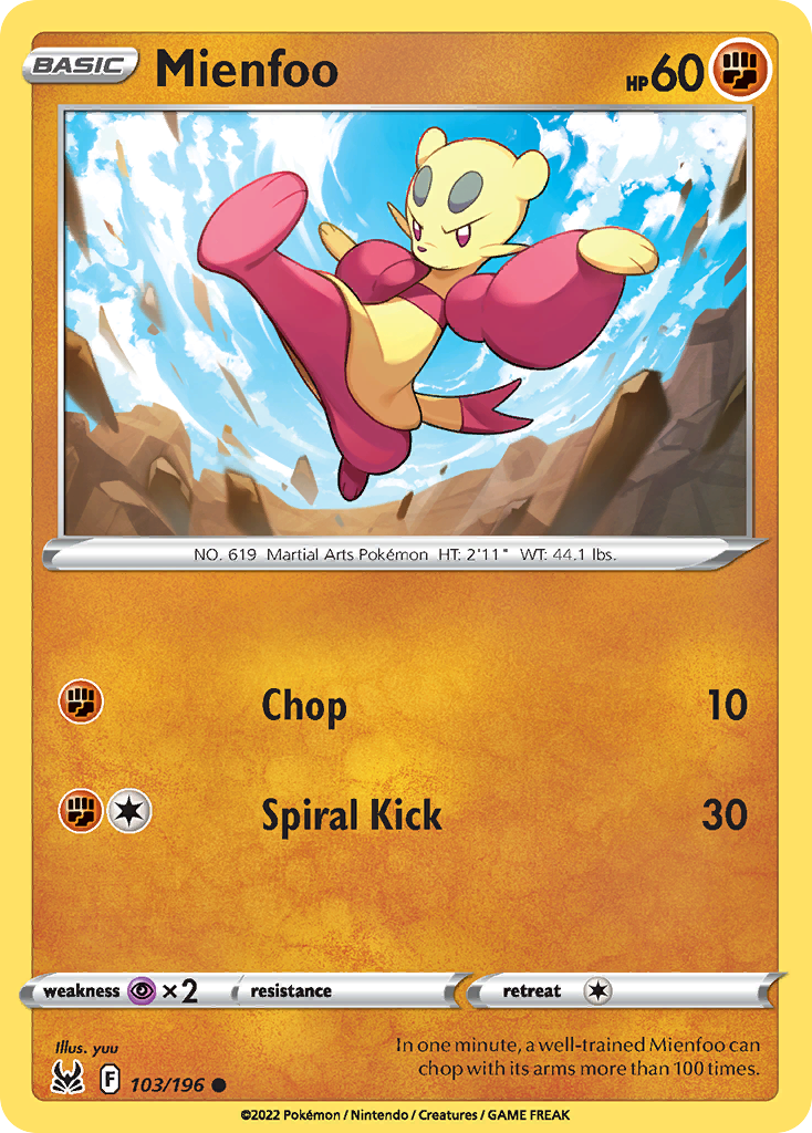Mienfoo 103/196 — English Pokémon Lost Origin (2022)