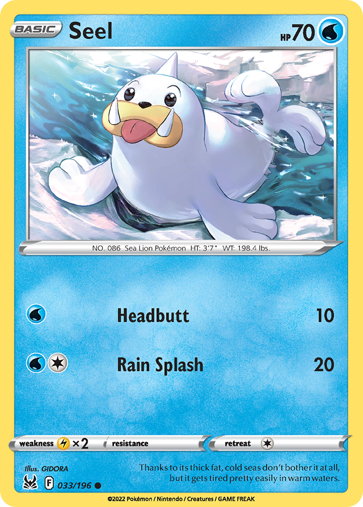 Seel 33/196 — English Pokémon Lost Origin (2022)