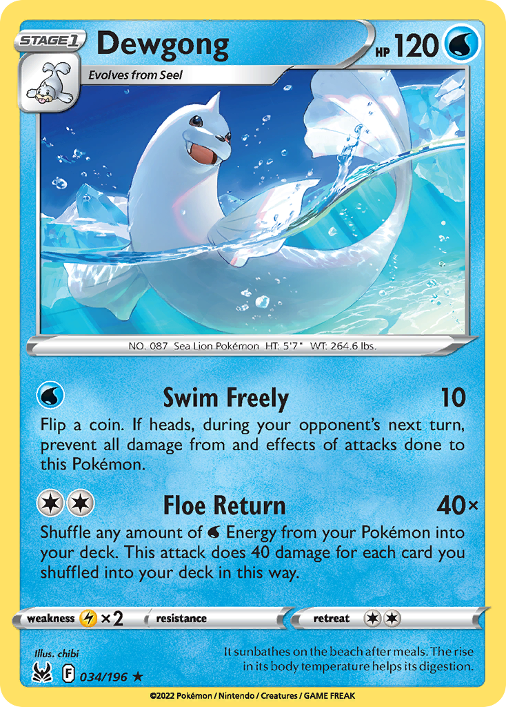 Dewgong 34/196 — English Pokémon Lost Origin (2022)