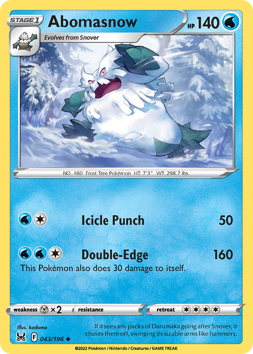 Abomasnow 43/196 — English Pokémon Lost Origin (2022)