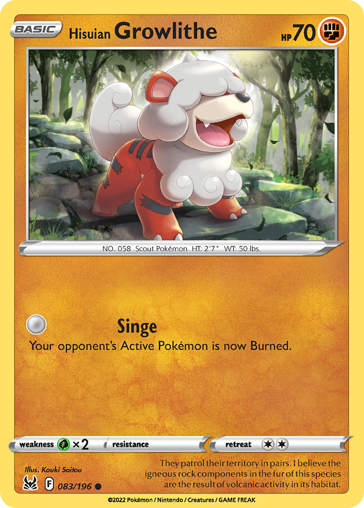 Hisuian Growlithe 83/196 — English Pokémon Lost Origin (2022)