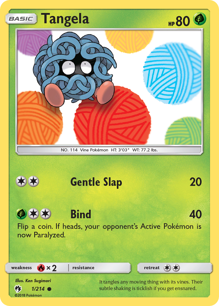 Tangela 1/214 English Pokémon card from Lost Thunder (2018)