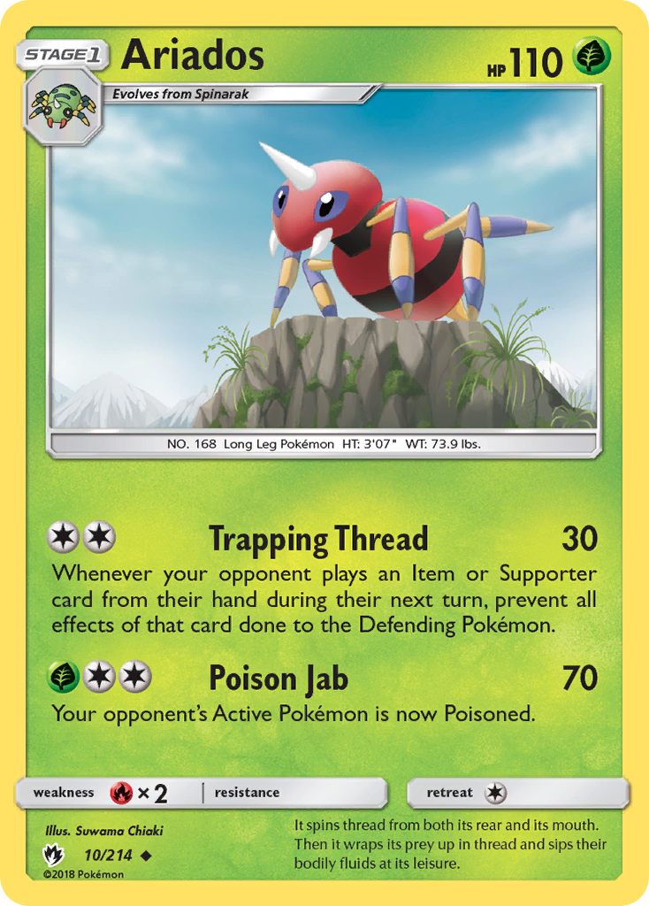 Ariados 10/214 English Pokémon card from Lost Thunder (2018)