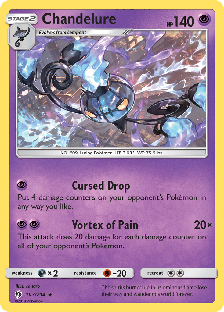 Chandelure 103/214 English Pokémon card from Lost Thunder (2018)