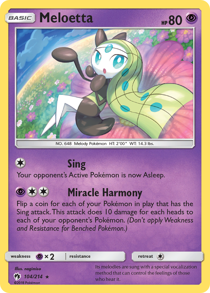 Meloetta 104/214 English Pokémon card from Lost Thunder (2018)