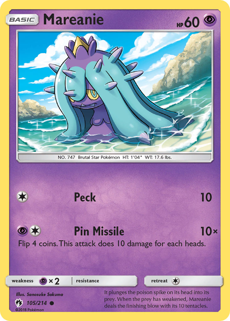 Mareanie 105/214 English Pokémon card from Lost Thunder (2018)