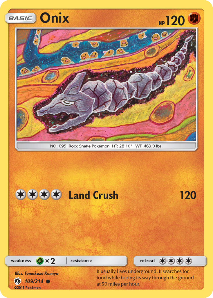 Onix 109/214 English Pokémon card from Lost Thunder (2018)