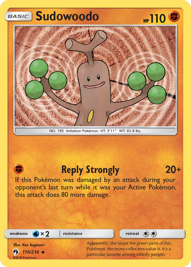 Sudowoodo 110/214 English Pokémon card from Lost Thunder (2018)