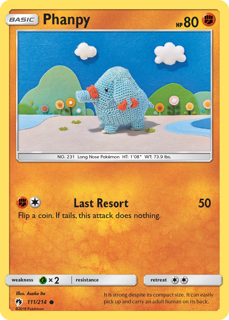 Phanpy 111/214 English Pokémon card from Lost Thunder (2018)