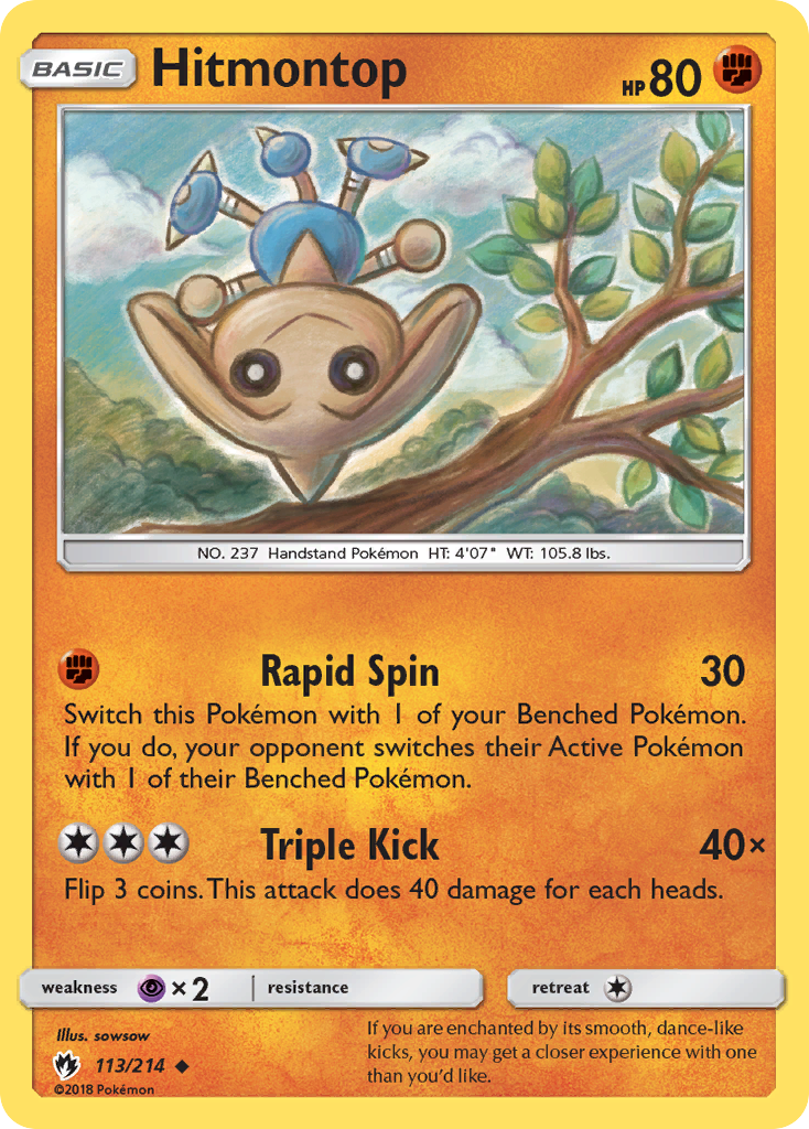 Hitmontop 113/214 English Pokémon card from Lost Thunder (2018)