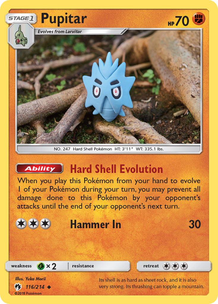 Pupitar 116/214 English Pokémon card from Lost Thunder (2018)