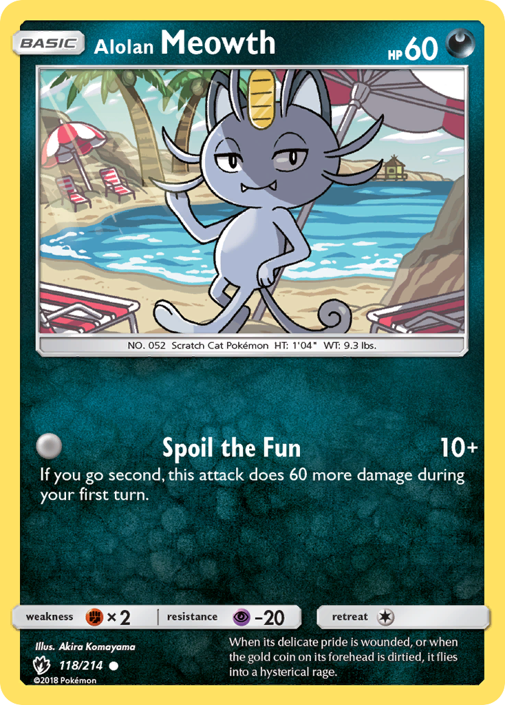 Alolan Meowth 118/214 English Pokémon card from Lost Thunder (2018)
