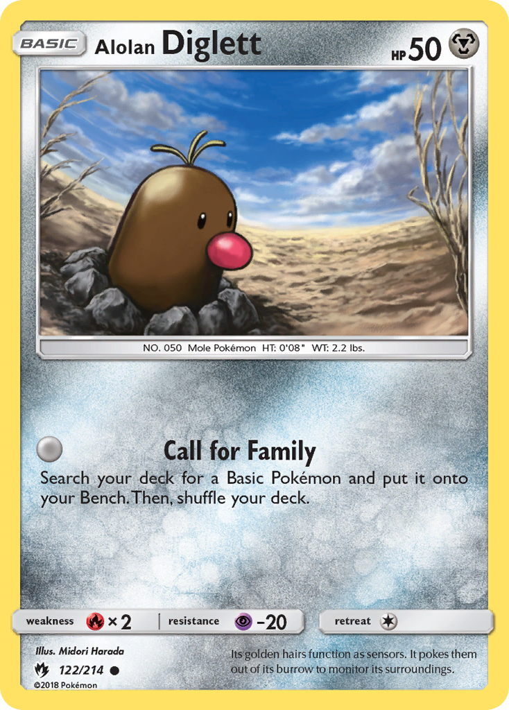 Alolan Diglett 122/214 English Pokémon card from Lost Thunder (2018)