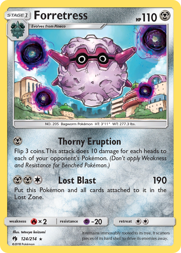 Forretress 124/214 English Pokémon card from Lost Thunder (2018)