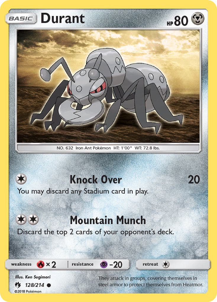 Durant 128/214 English Pokémon card from Lost Thunder (2018)