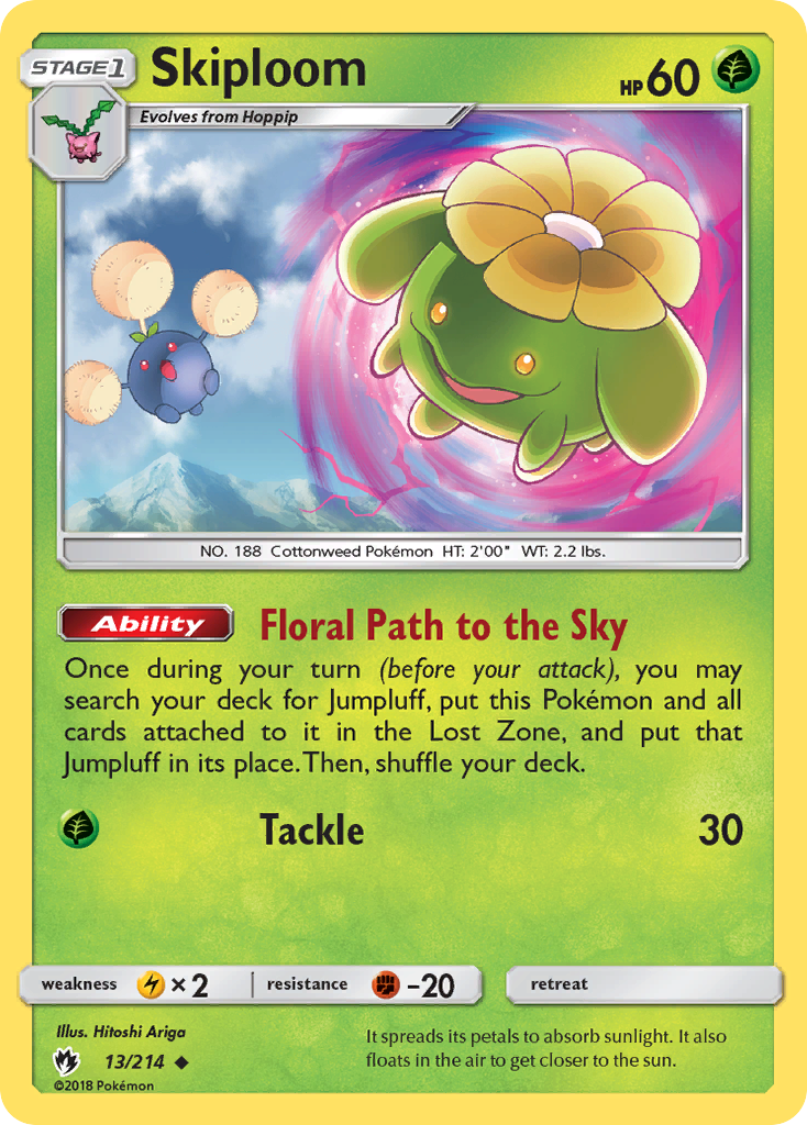 Skiploom 13/214 English Pokémon card from Lost Thunder (2018)