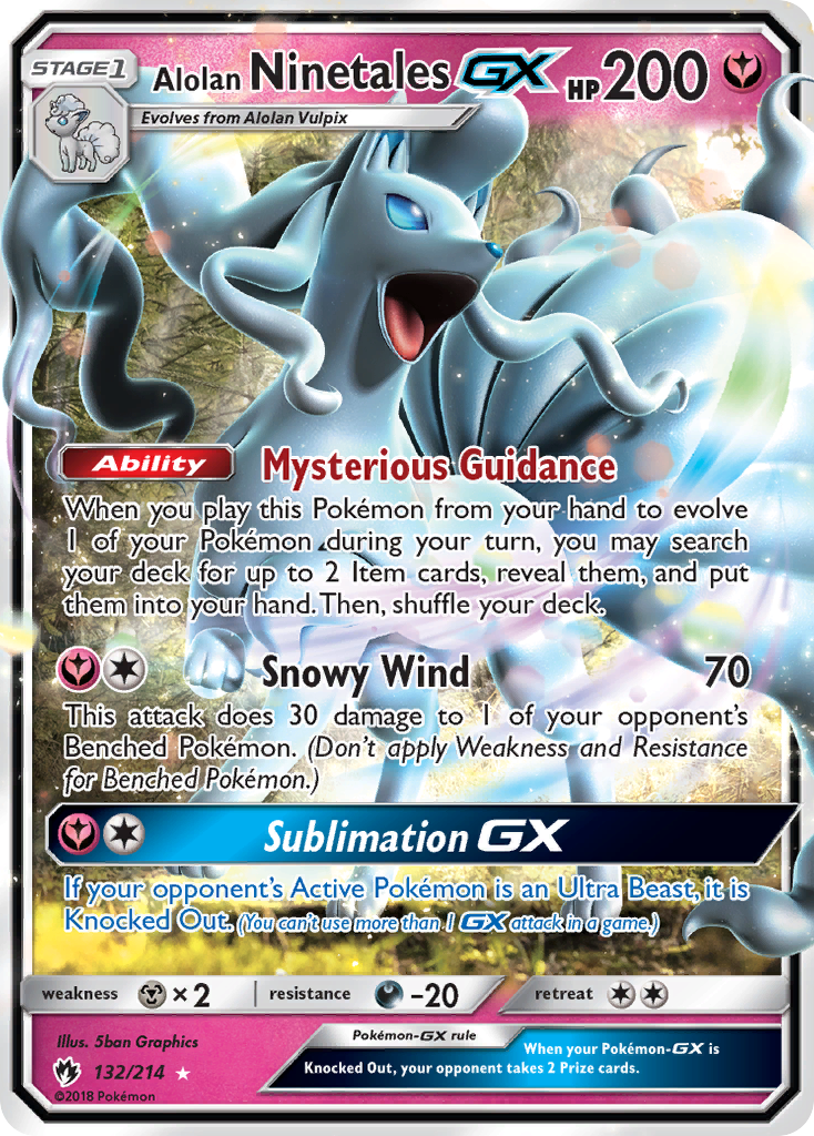 Alolan Ninetales-GX 132/214 English Pokémon card from Lost Thunder (2018)