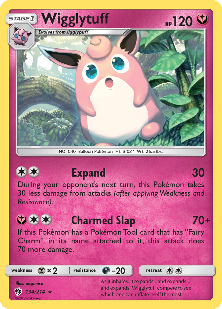Wigglytuff 134/214 English Pokémon card from Lost Thunder (2018)